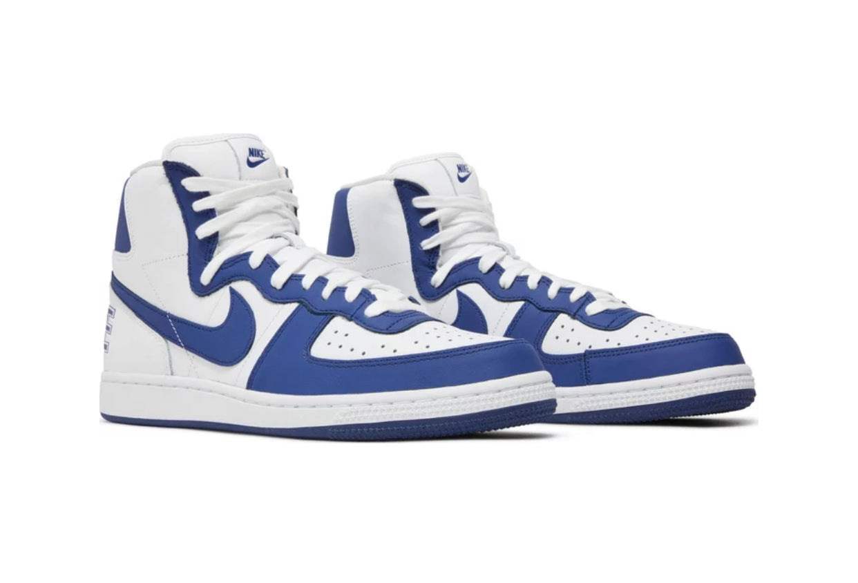 COMME DES GARÇONS HOMME PLUS Blue & White Nike Edition Terminator High Sneakers