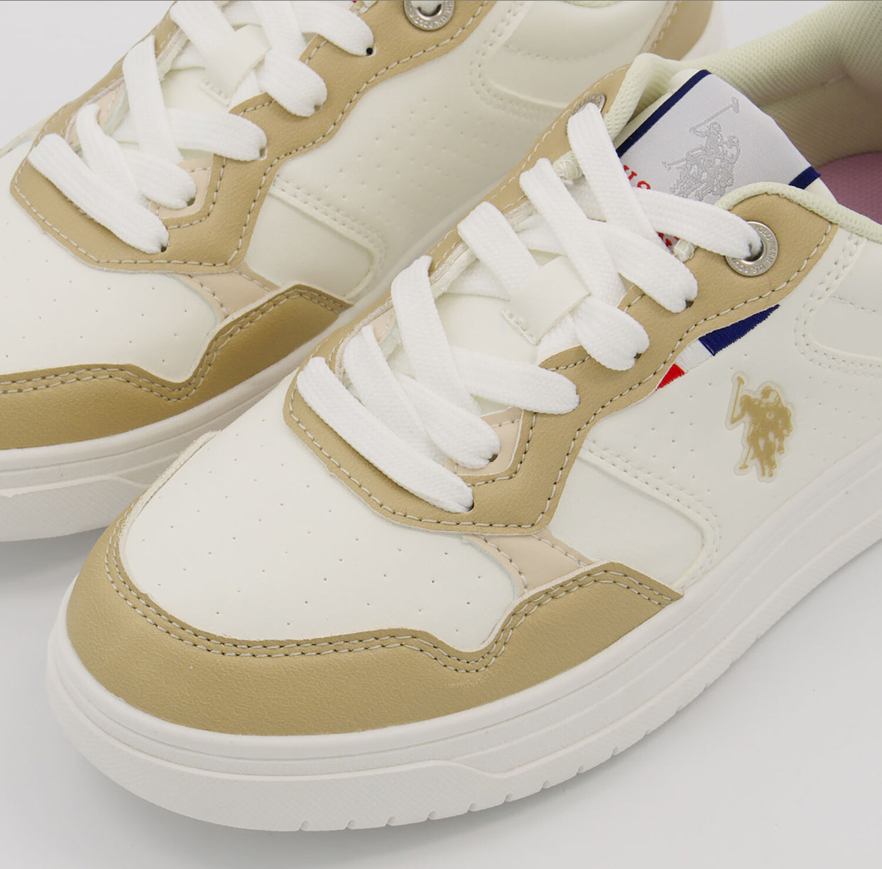 Unisex White and Beige Ralph Lauren U.S. POLO ASSN.